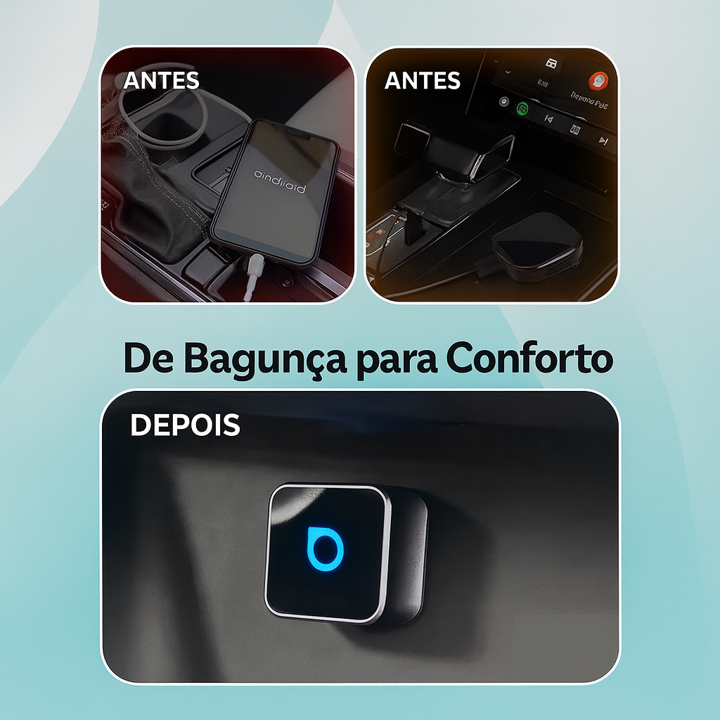 Mini 3.0 Ultra Cube – CarPlay & Android Auto Sem Fios