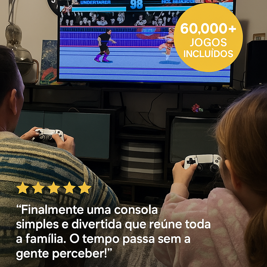 RetroPro™ Console de Jogos – 60.000 Jogos + 2 Controles Sem Fio