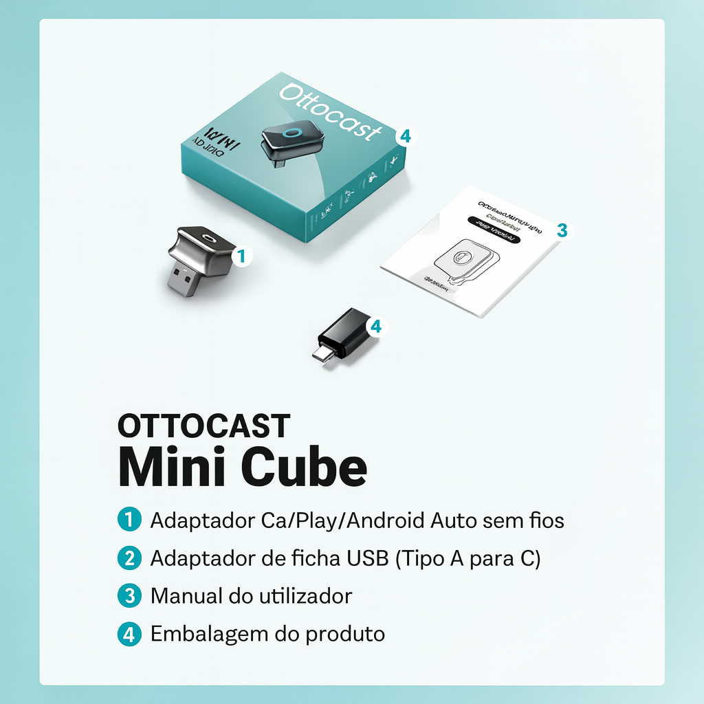 Mini 3.0 Ultra Cube – CarPlay & Android Auto Sem Fios
